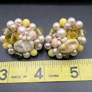 Vintage 1950’s Japan Cluster Bead Earrings
